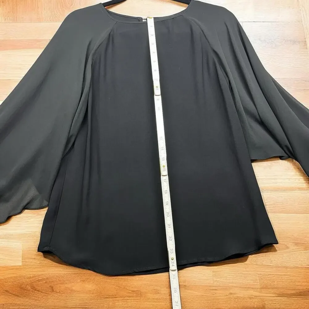 Fifteen Twenty Long Sleeve Blouse Women XS Black Layered Bell Sleeves Night Out - Picture 5 of 12